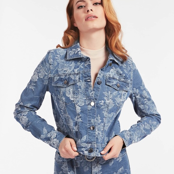 New Guess JACQUARD DENIM JACKET SZ S - Picture 1 of 7